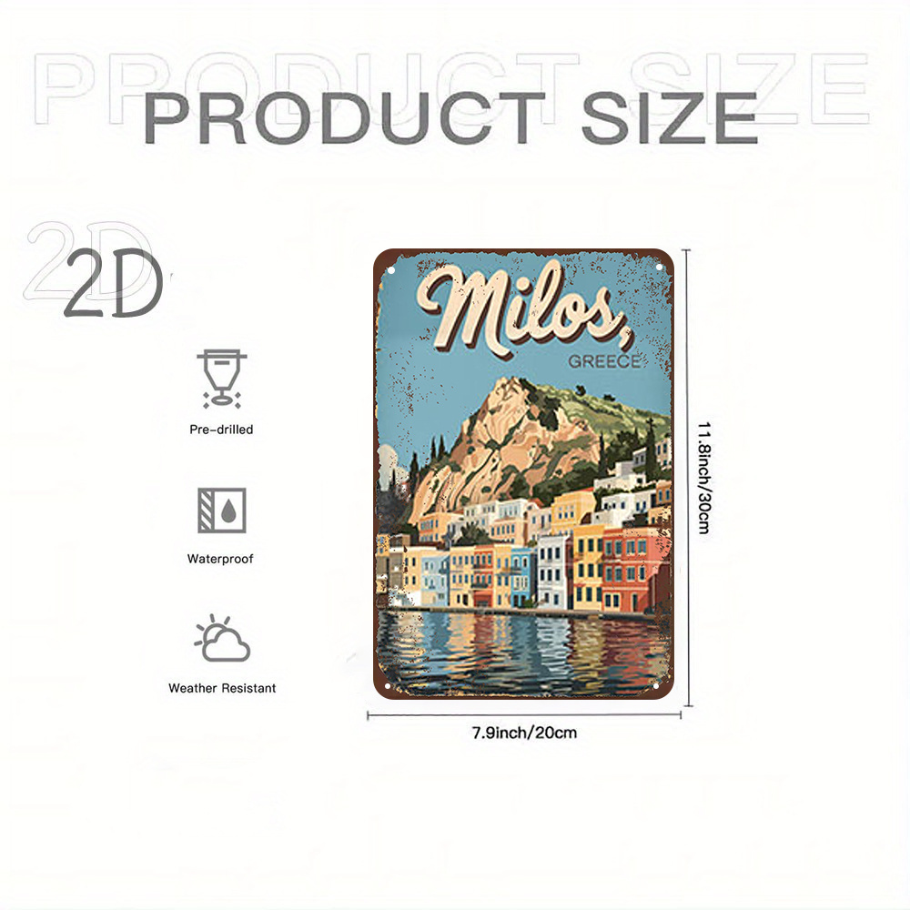 2d plat - [2d plat] 1 stuks 2d plat met afmeting 20.32x30.48cm, met een kustscène uit  , griekenland. dit bord is geschikt voor zowel binnen- als buitengebruik, waardoor het perfect is voor huizen, bars en tavernes als een decoratief bord en  .