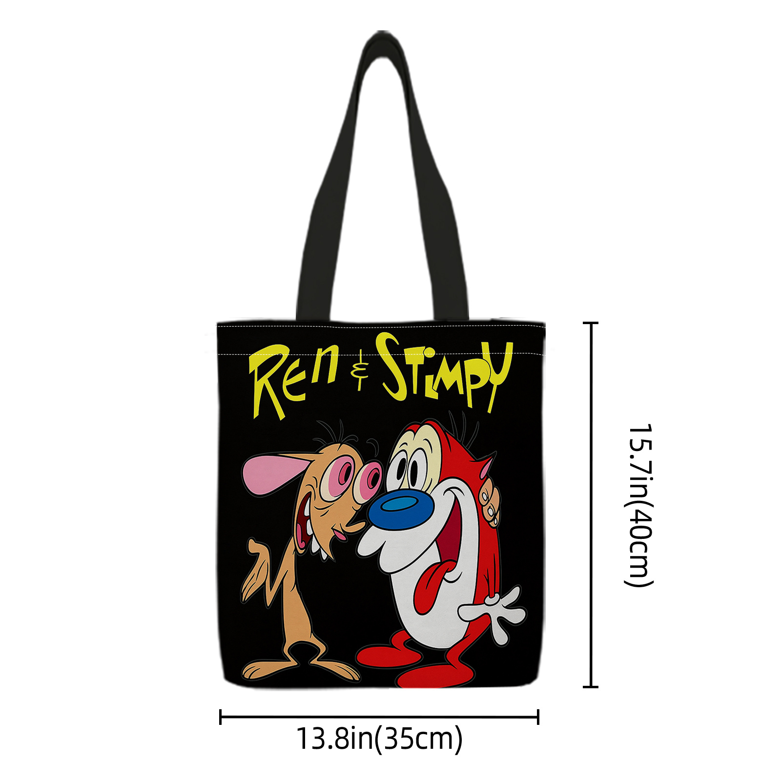 TEMU Un grand sac durable avec Ren & Stimpy, parfait pour , les fêtes, , les visites de , les voyages et l'utilisation quotidienne. Il est lavable en