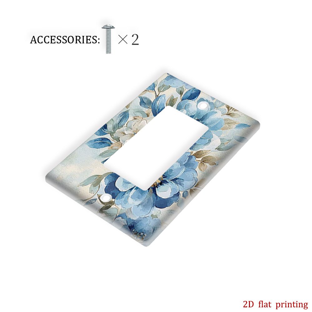 TEMU 1pc [Impression Plate 2D] Cache-Interrupteur Floral Bleu Tendance, Plaque Murale Décorative pour Cuisine, Salle de Bain, Salon, Décoration