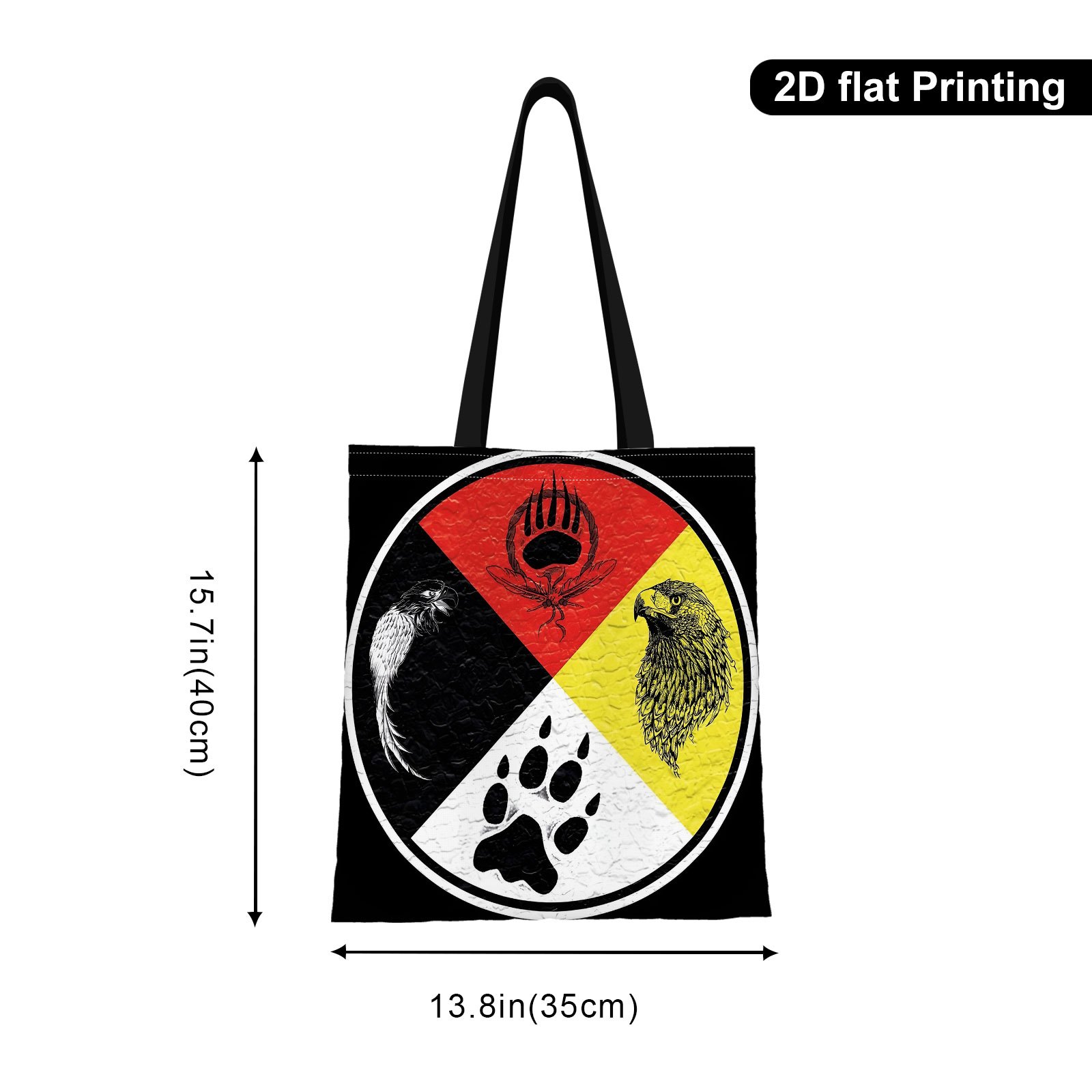 TEMU 1pc A Tote Bag Featuring A Sign, Local , With A Medicine Wheel Illustration. This Stylish And Sturdy Bag Is Perfect For Family Gatherings, , And