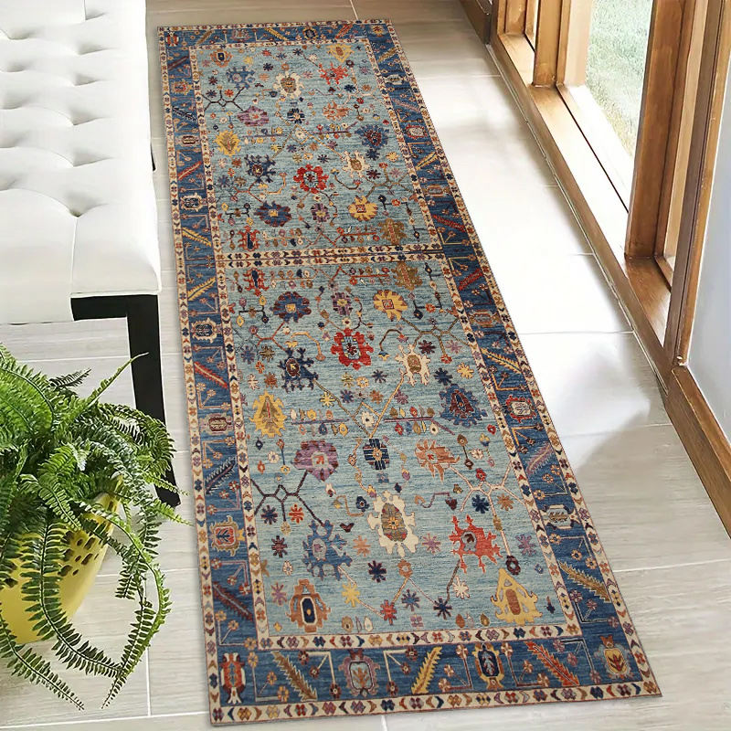 TEMU 1pc Bohemian Carpet - Jumbo Irregular Runner Rug Suitable For Hallway, Patio, Living Room - Soft Machine-washable Mat With Decor, Indoor/outdoor