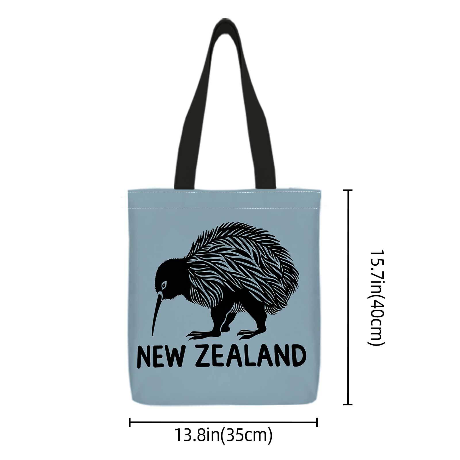 TEMU Double Sided Printed Shopping Tote Bag+kiwi, New Zealand, Bird, National Symbol+lightweight, Foldable, Reusable Shoulder Storage Bag For Travel,