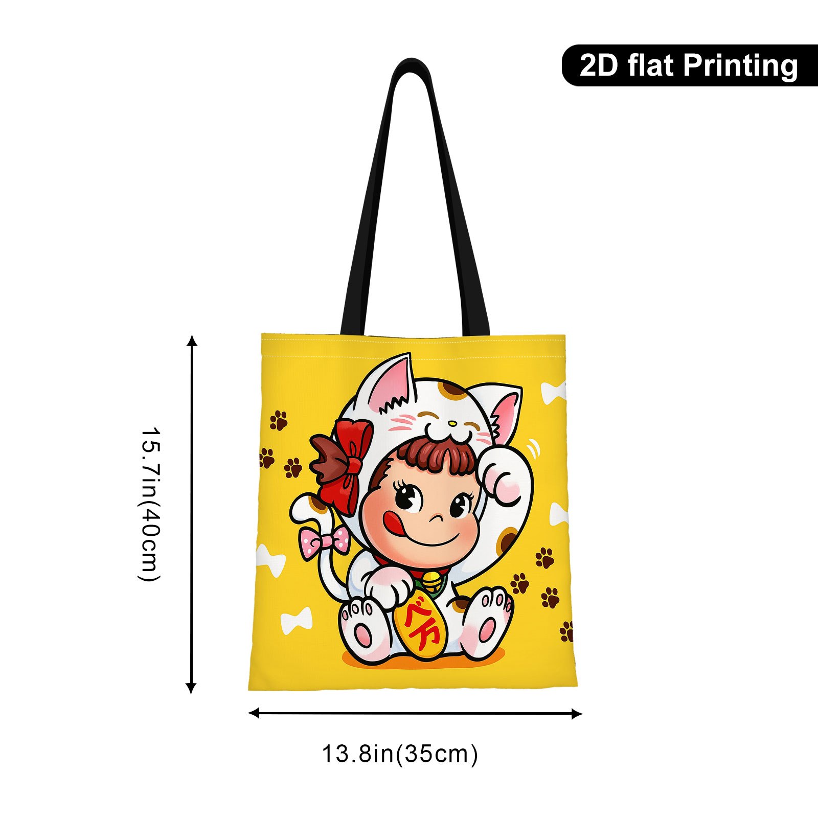 TEMU キャラクター、猫コスチューム、赤いリボンプリントショルダーバッグ、アウトドアやショッピングに最適、楽しいデザイン｜耐久性のあるハンドル、かわいいトートバッグ、家族の集まり、ホリデーイベント、友達や家族へのギフト
