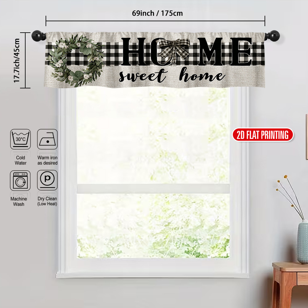 TEMU 2D Plat - 2D Plat - 1pc, Rideau de décoration "" à imprimé plat 2D, à poche pour tringle/Tissu en polyester semi-transparent/Facile à installer