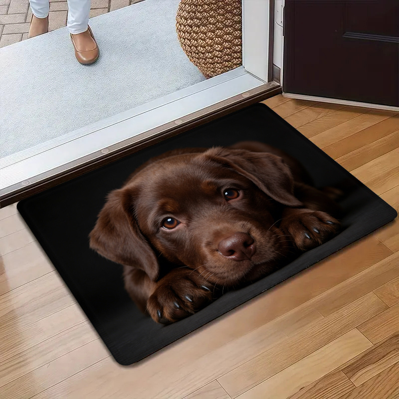 TEMU 1pc Non-slip Welcome Doormat, A Comfortable And Soft Machine-washable Low-pile Rug For Home Use. Features A Cute Retriever As A 2d Flat-printed