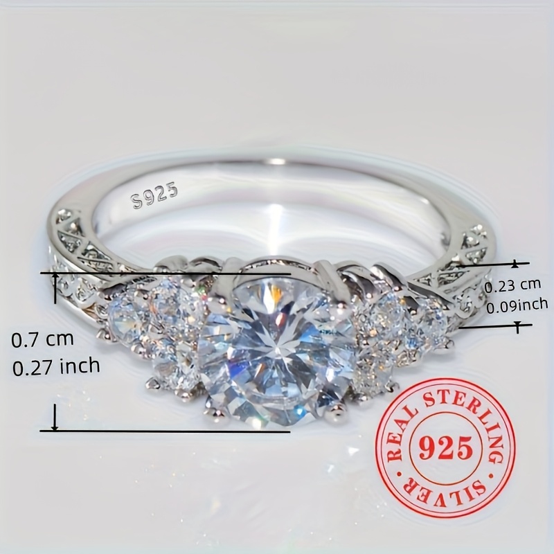 s925 sterling silver engagement ring with synthetic zirconia 4 prong setting rhodium plated ideal for daily and wedding occasions perfect valentines day gift Product details 4