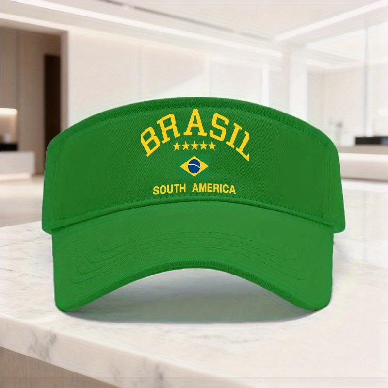 E-shop Eine brasilianische Flaggen-Print Uni-Top Leere Top Hute, Atmungsaktive Elastische High Top Sonnenhut Geeignet für Golf Tennis Angeln, Lässige