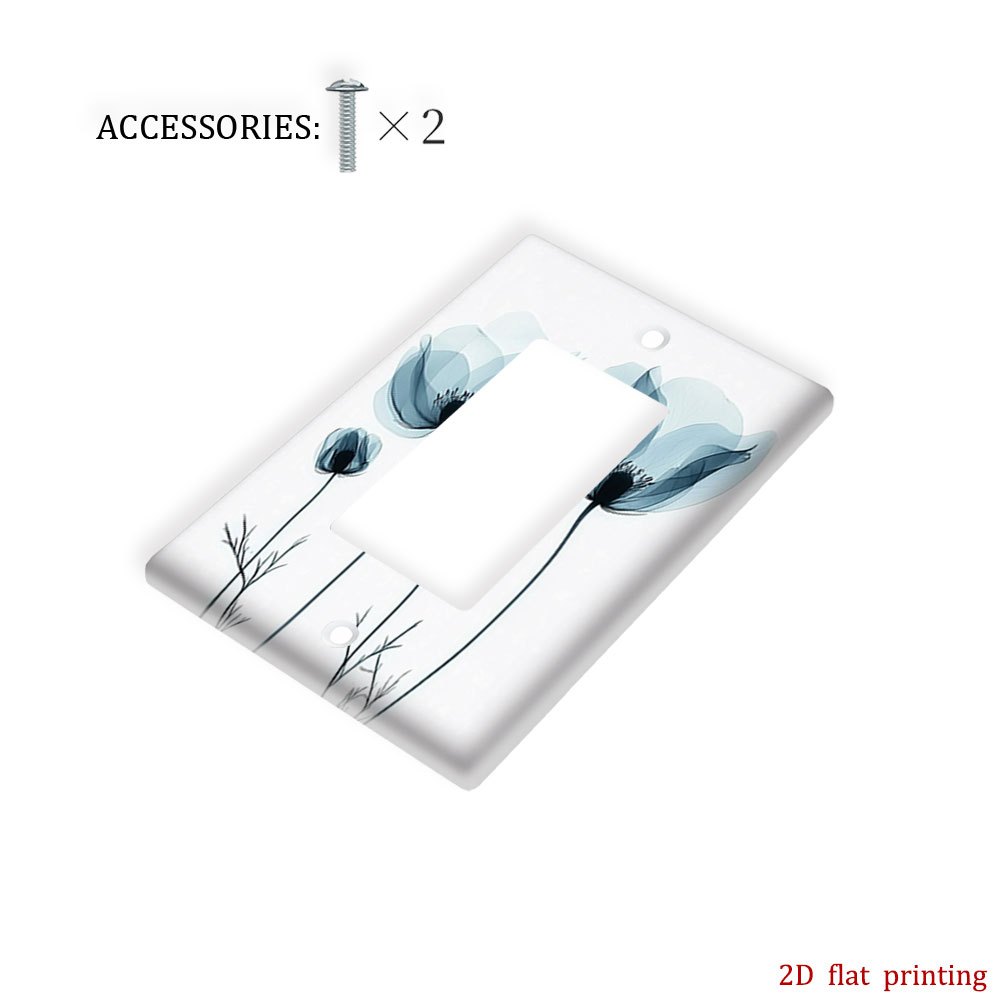 TEMU Cache-Interrupteur Mural Unique avec Motif de Fleur d'Opium Bleue, Cache-Prise Décoratif pour une Belle Salle de Bain