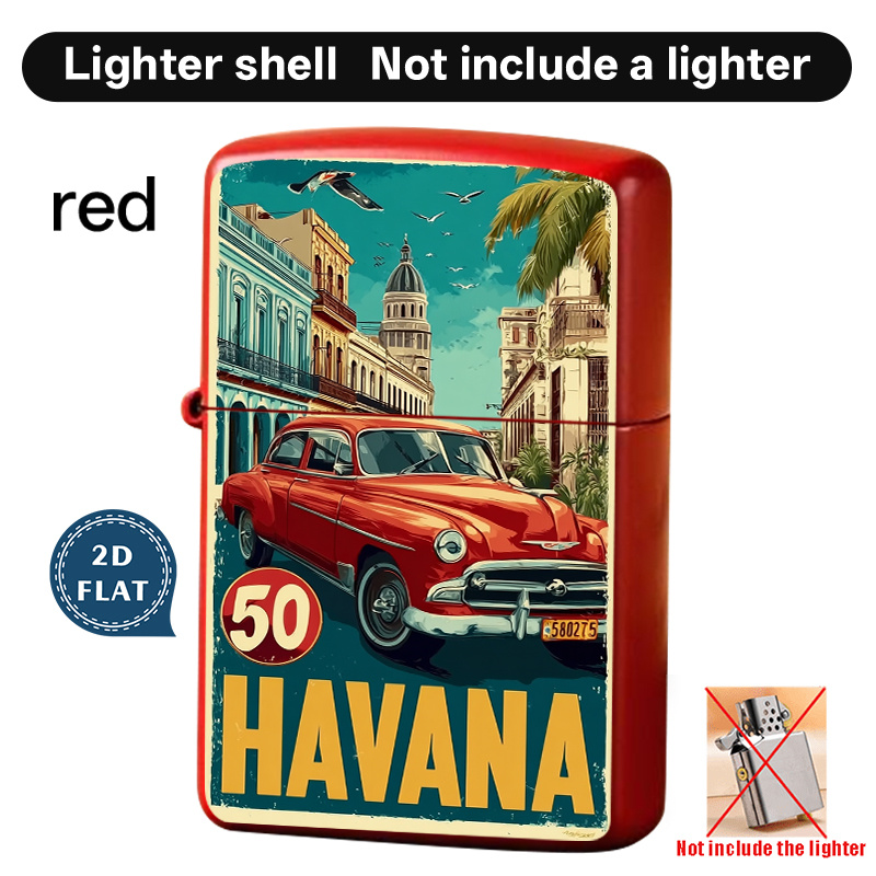 TEMU 2d High-definition Printed Metal Lighter Case, Father's Day Gift For Men, Practical And Creative Classic Car Pattern Metal Shell, Surprise Gift