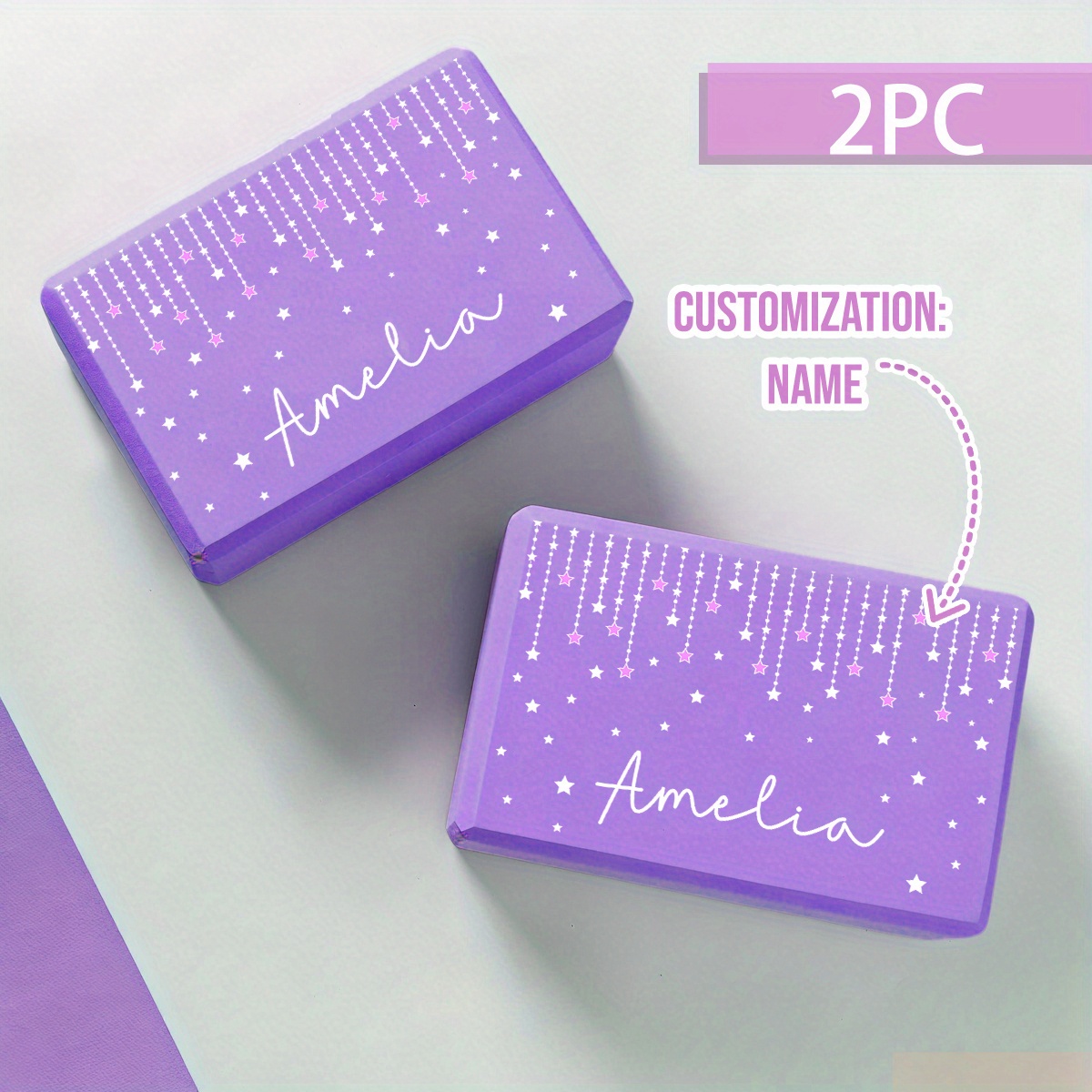 TEMU 2 Custom Purple For Yoga Blocks Featuring Pendant Design, Ideal For Yoga, Pilates, Stretching, And Toning. Are Sturdy And Comfortable, Making