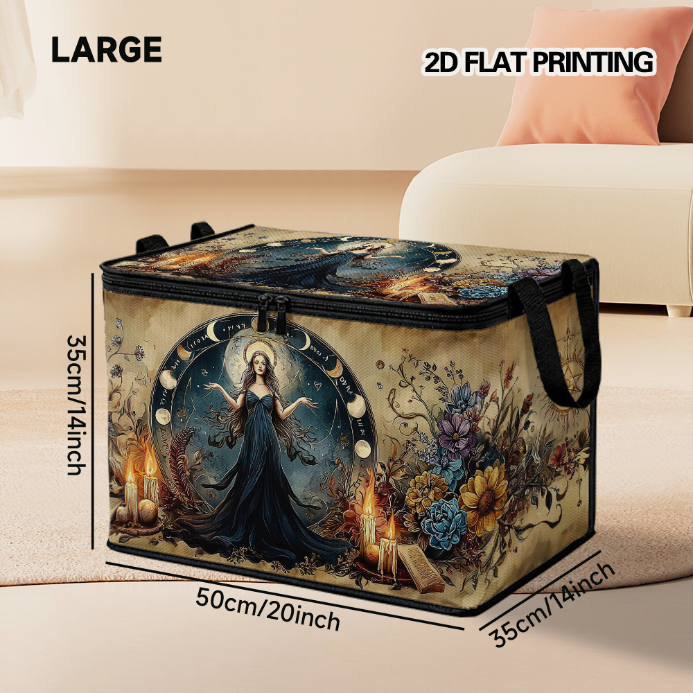 TEMU A Large Storage Bin With A Design, Organizing Clothes, Towels, Bedding, And Seasonal Items. It Features A Lid And Is Ideal For Closet