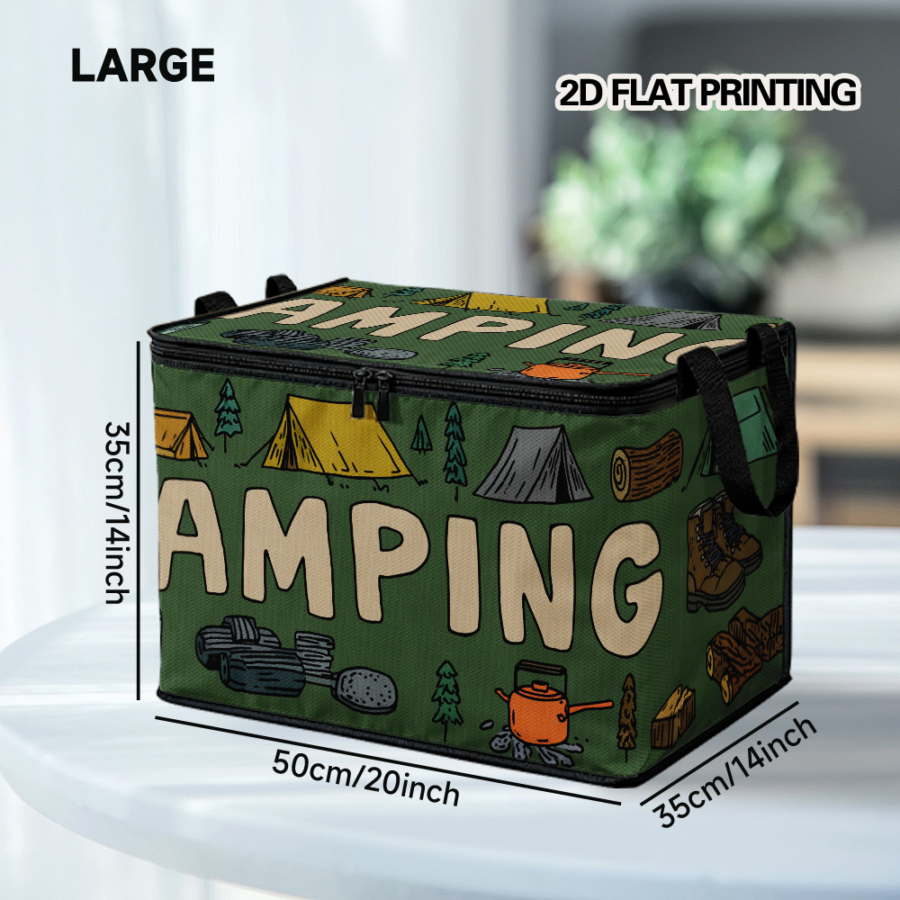 TEMU This Storage Bin Features A 2d Flat Print Design And Comes With A Lid. It's Ideal For Storing Camping Gear And Is Perfect For Under-bed Storage,
