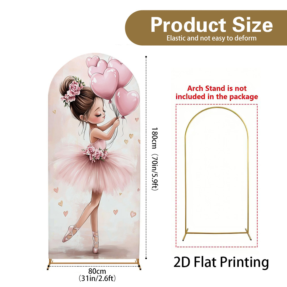 TEMU 1pz Sfondo Banner Piatto 2D - Sfondo Fotografico con Motivo Ballerina Valentino e Palloncini per di Nozze, Feste di Compleanno, Celebrazioni di