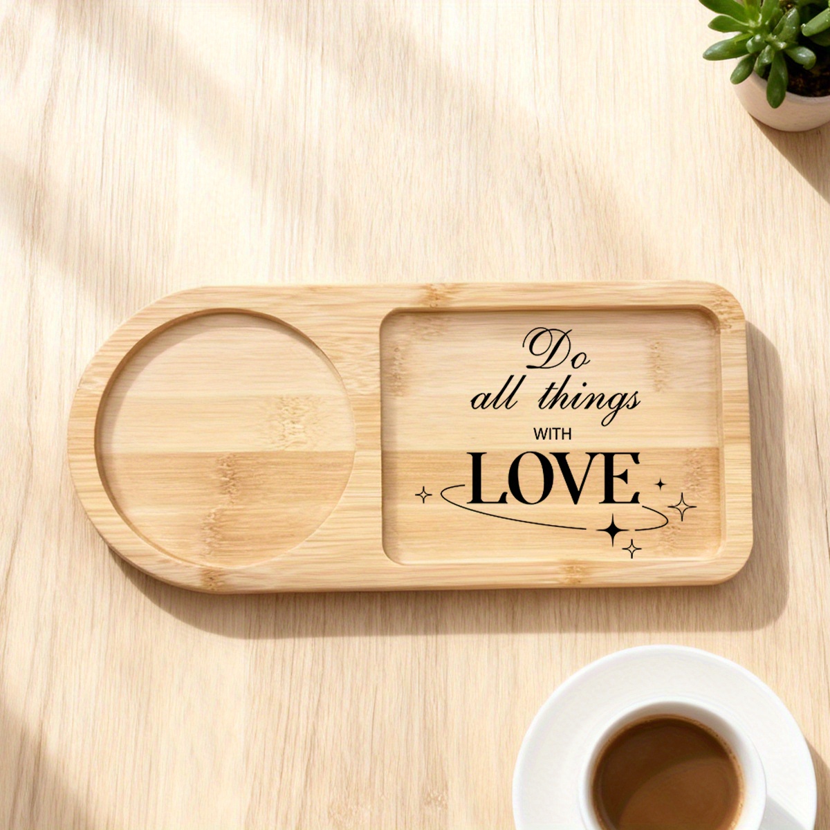 Wooden Tray, Symbolizing "action ", Serving As A Display Base, Decorative Dish, And Inspirational Gift For Family, , And Colleagues (non-food Contact)