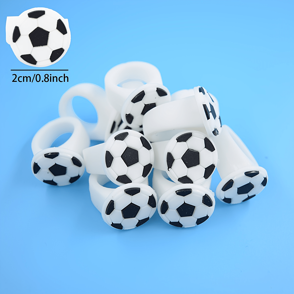 TEMU Gift For Her/him 12pcs Soccer Rings, Football Theme Party Decorations, Birthday Gift, Gift Bag Filler, Random Colors