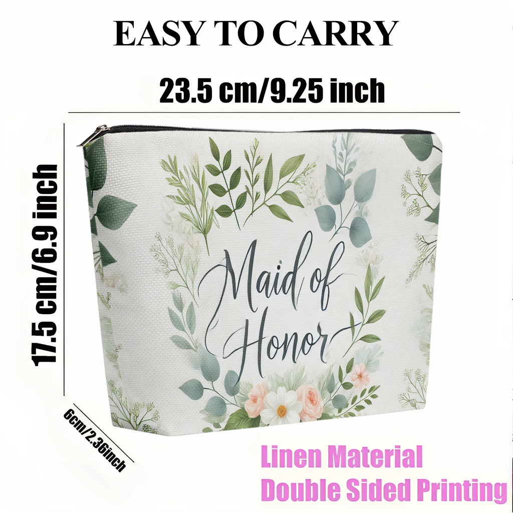 TEMU 1 Makeup Bag, Honorary Maid Ladies' Makeup Bag, Double-sided Print, Zipper Closure, Multi-functional Cosmetic Organizer, Pencil And Stationery