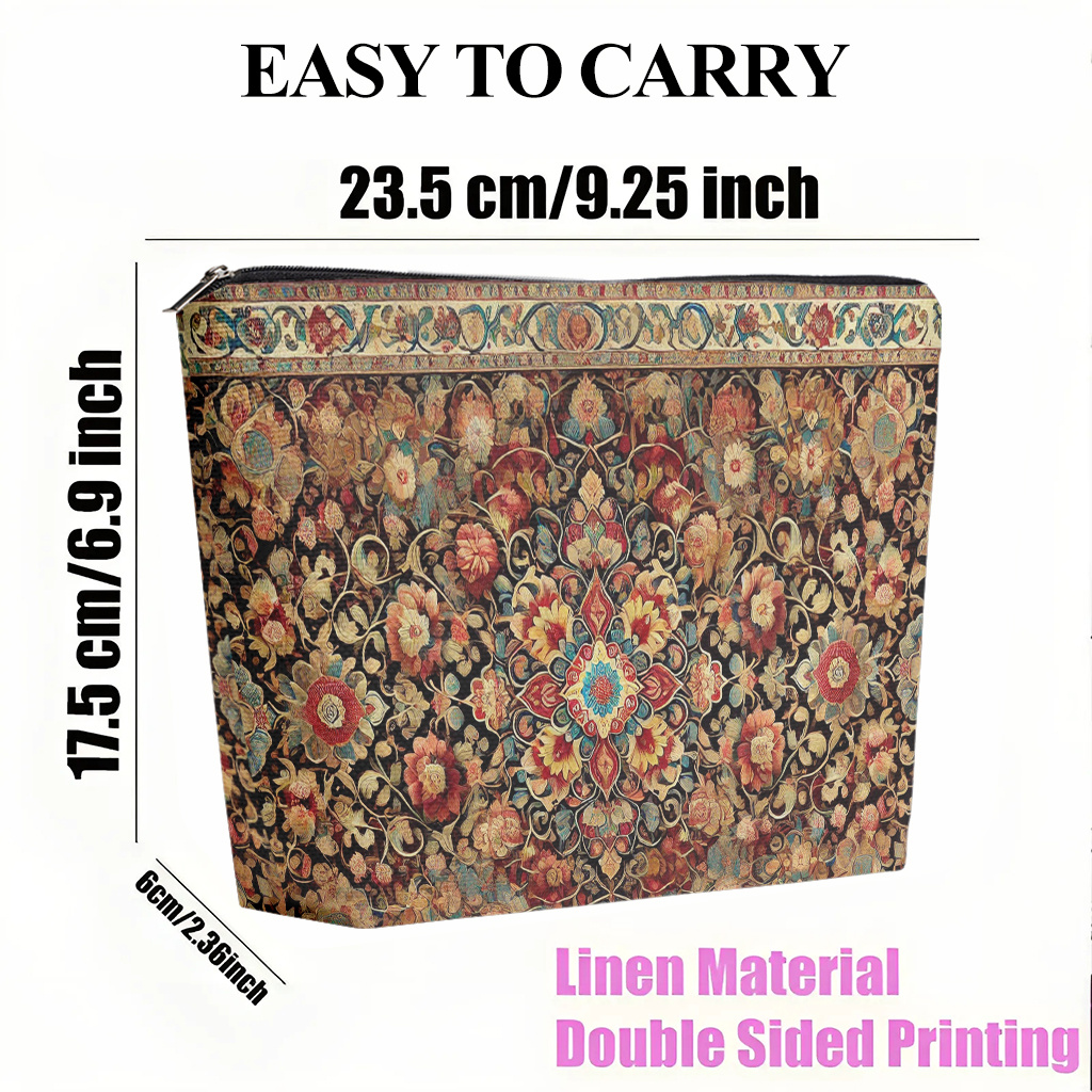 E-shop Make-up-Tasche ., Lebendiger Teppich voller Blumen Leinen-Kosmetiktasche für Damen, doppelseitiger Druck mit Reißverschluss, multifunktionaler