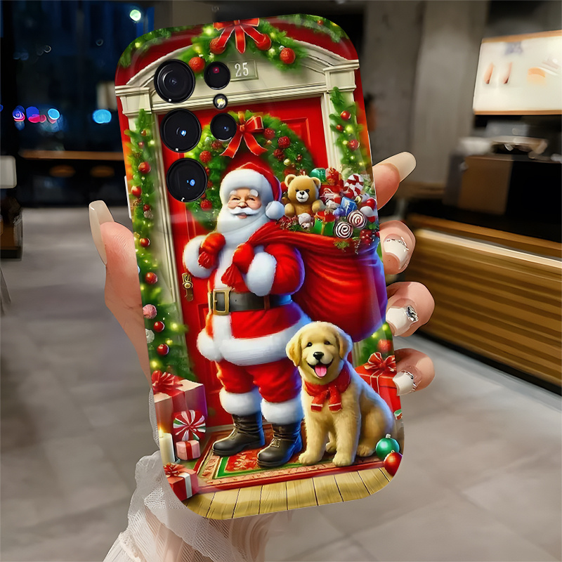 TEMU Cozy Santa And Puppy Phone Case, Tpu Material Protective Cover, Compatible With Galaxy A55 A54 A34 A14 S20 S21 S22 S24 S25 20g Plus/ultra/fe,