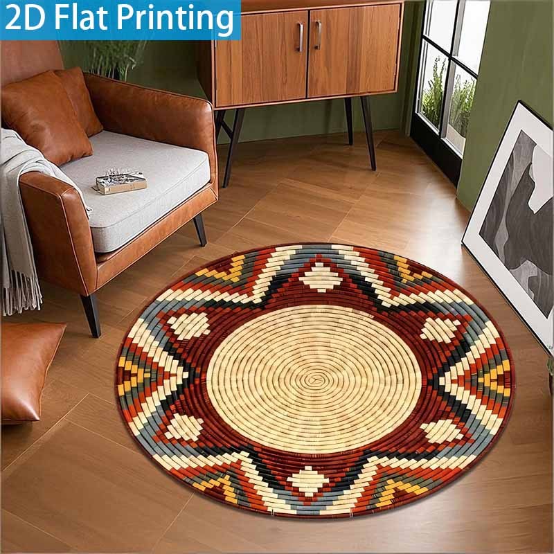 TEMU 1pc Bohemian Tribal Rug Suitable For Living Room, Non-slip Machine Washable With Soft Flannel Texture, Lightweight Durable Mat Suitable For