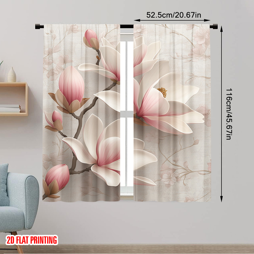 2d flat 2d flat set of 2 elegant magnolia   print curtains designed to   rooms   enhancing your  