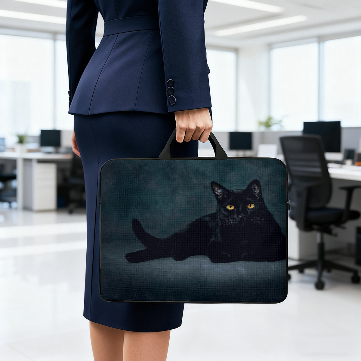 Stylish Black Cat Laptop Bag for 13-17 Inch Laptops