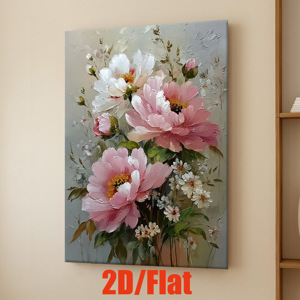 TEMU 1pc Modern Minimalist Flower Wall Art - Frameless Canvas Painting Suitable For Living Room, Bedroom, Office Decor - Valentine's Day, Birthday,