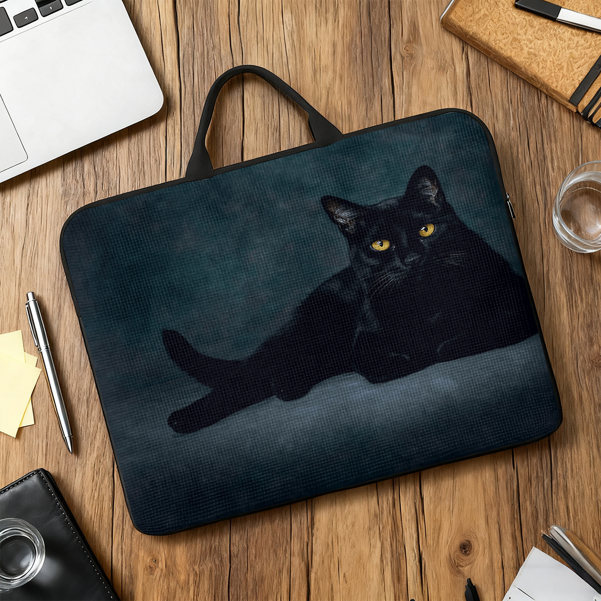 Stylish Black Cat Laptop Bag for 13-17 Inch Laptops