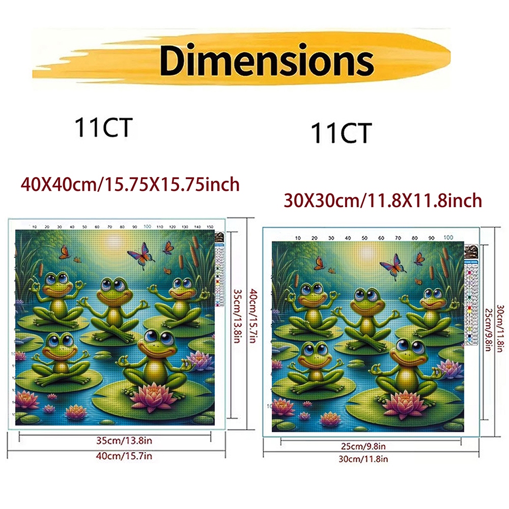 11CT Frameless DIY Cross Stitch Kit, Five Frogs Meditate