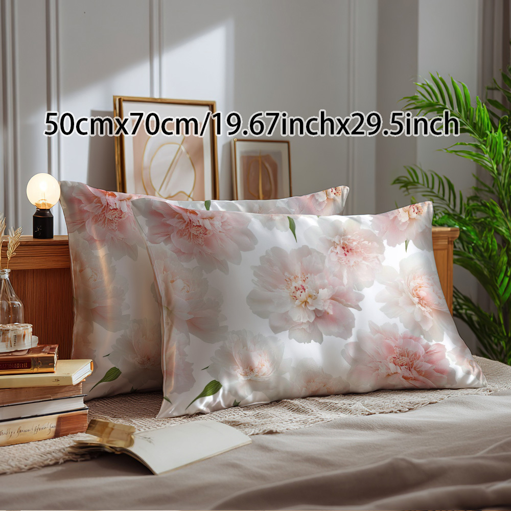 TEMU 2pcs Silk Single-sided Printed Pillowcases / Bedding / Bed Pillowcases / Pillowcases (pillow Insert Not Included), Smooth And Shiny Silk Feel,