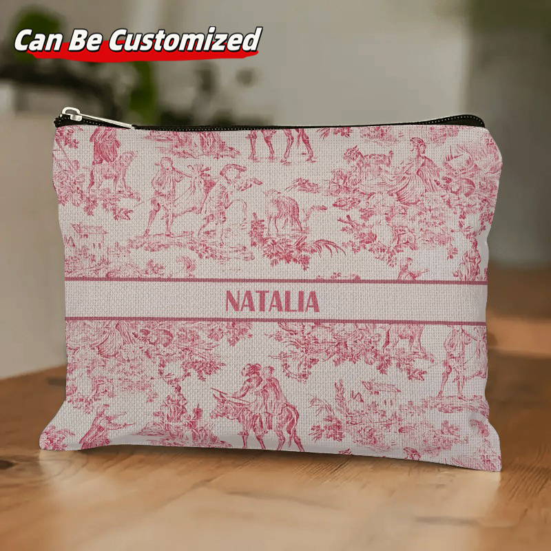 TEMU Custom-made Toiletry Bag Or Makeup Bag With Pastoral Scenes In Red, Lightweight And Convenient Design, Smooth And Durable Surface, Suitable For