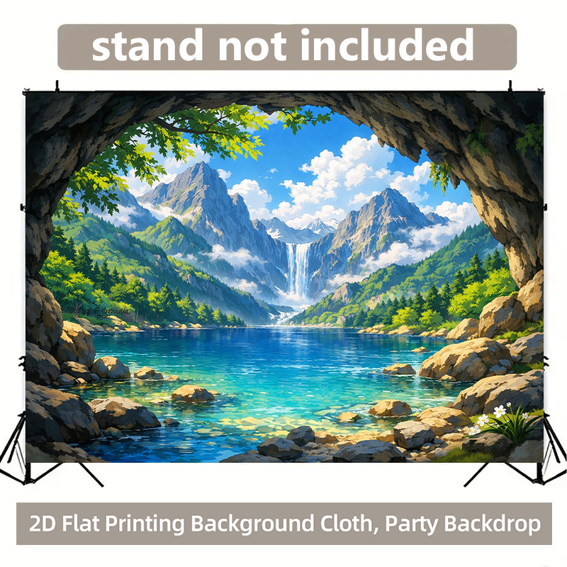 Realistic Lakeside Forest Backdrop