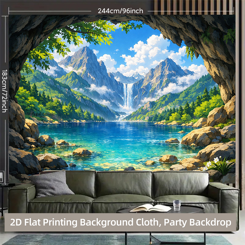 Realistic Lakeside Forest Backdrop
