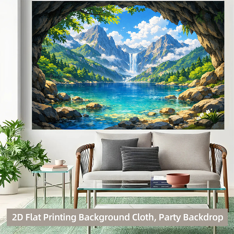 Realistic Lakeside Forest Backdrop