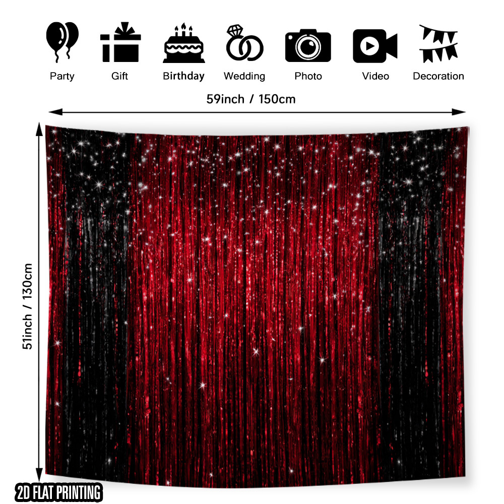 TEMU 1pc Sparkling Red Stage Photography Background | Polyester Fabric, Suitable For Courtyard, Garden, Wedding Decoration, Ideal For Outdoor Holiday