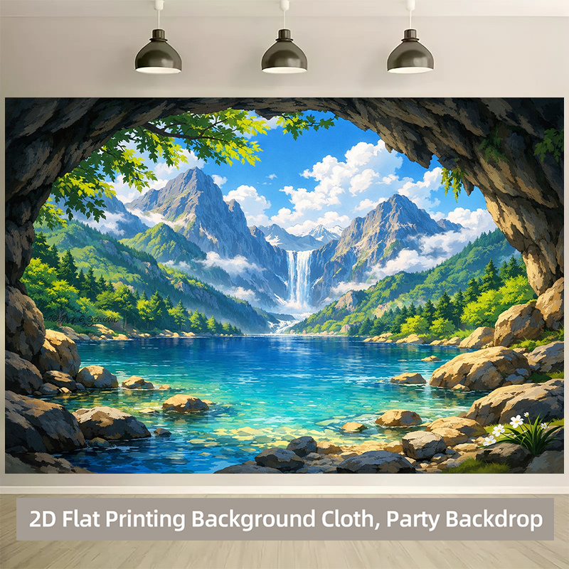 Realistic Lakeside Forest Backdrop