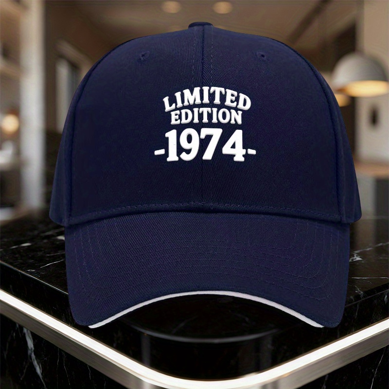 TEMU 1pc Easy Printed Baseball Cap With " Edition 1974", Lightweight Adjustable Cap, Couple Style, Ideal Gift For Weddings, Parties, And Birthdays