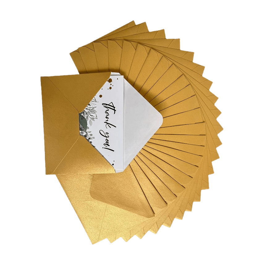 E-shop 50 Stück Mini Geschenkkarten Umschläge, 4 x 2,7 Zoll, Goldene Mini Geschenkkarten Umschläge, Großpackung Hochzeit Kleine Papier Umschläge für