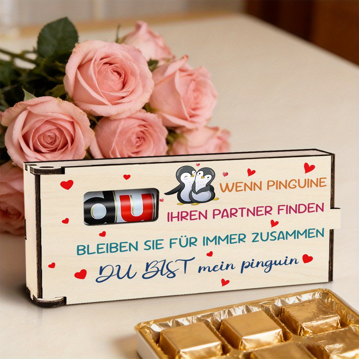 1pc Wooden Chocolate Gift Box | Romantic German Theme With Beautiful Symbolism, Ideal For Holidays And Birthdays On Thanksgiving, Christmas, New Year's Day, Valentine's Day, Mother's Day