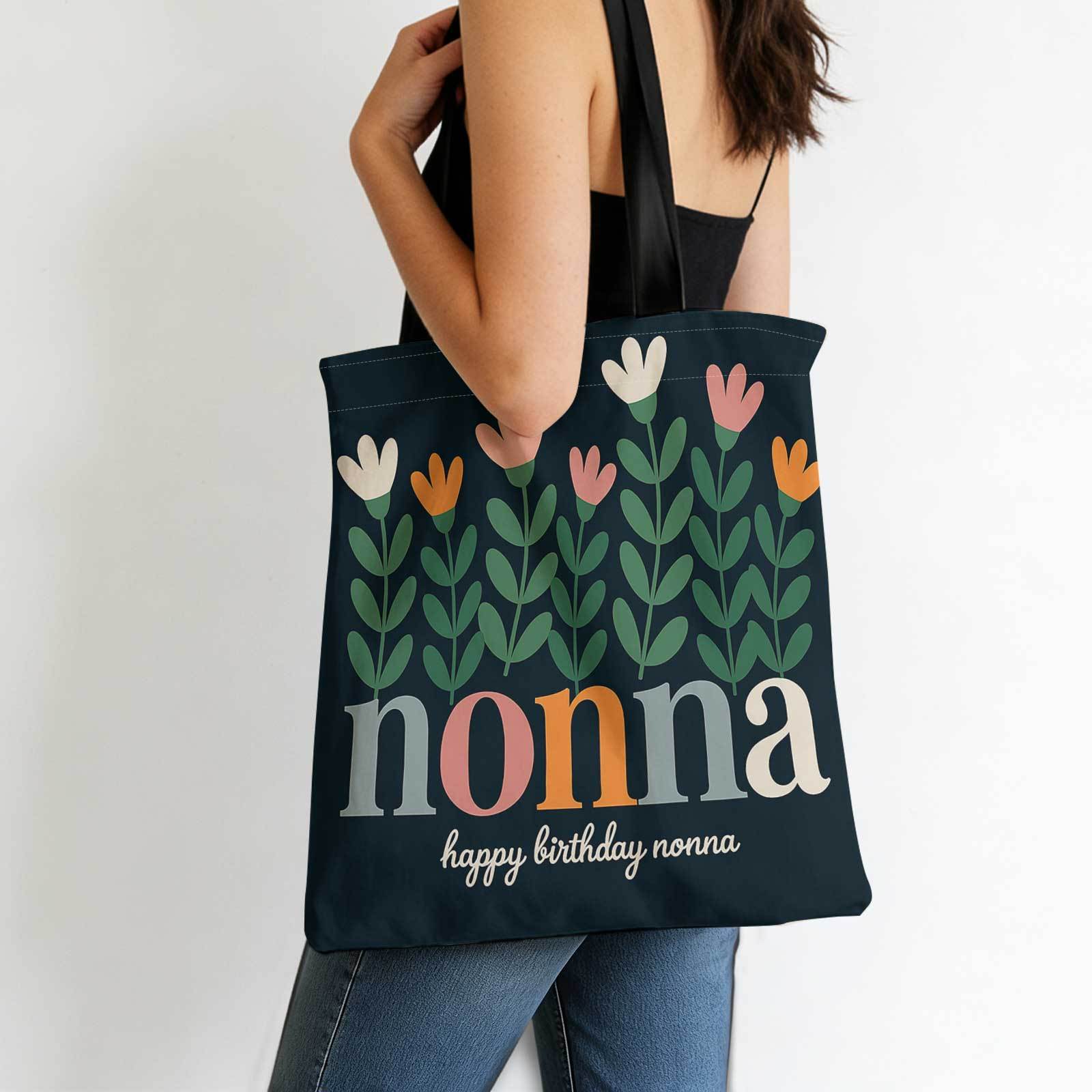 TEMU 1pz Borsa Tote Vintage a Tema Nonna Italiana - Stampa Nonna, Multicolore Retro, per Pendolari, Shopping, Viaggi e Regali