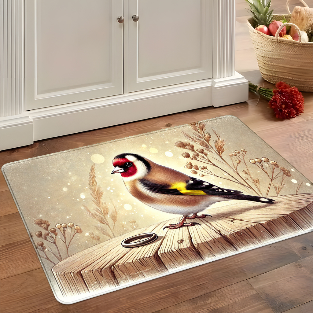 TEMU 1pc Alfombra de Baño de Adecuada para Uso Interior/Exterior - Antideslizante, Secado Rápido, Lavable a Máquina, de Franela con Pájaro , para