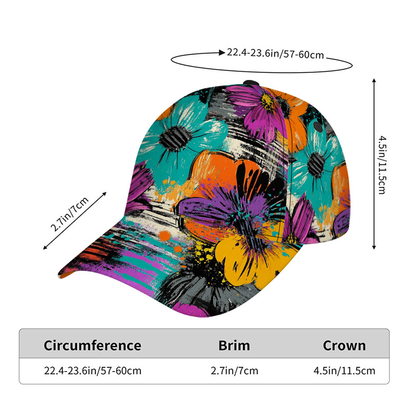 TEMU 1pc Of A Vibrant Abstract Baseball - A Trendy And Comfy Duckbill Hat Made From Lightweight, Ideal For Travel And Everyday Use