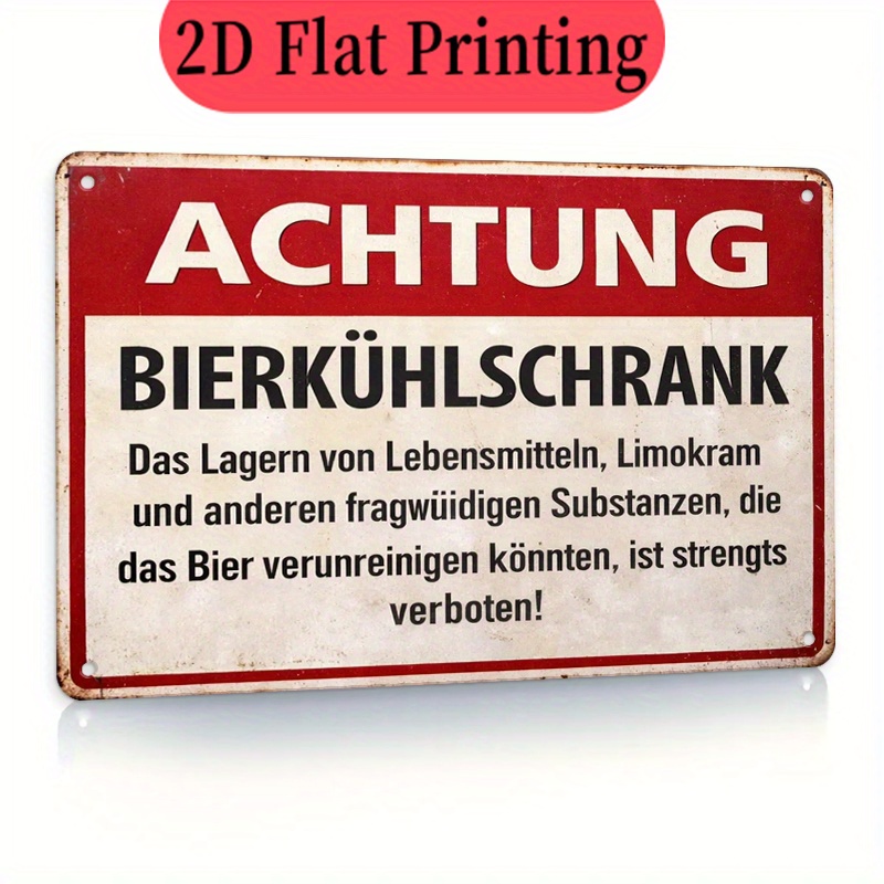 TEMU 2D Flach, 1 Stück 8X12Zoll/20X30cm 2D Flaches Rechteckiges Eisenschild, Vintage "Bierkühlschrank" Eisenschild, Keine Lebensmittelaufbewahrung,
