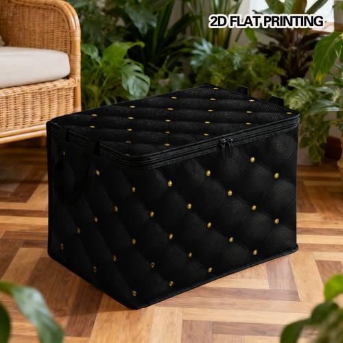 2d flat printing 1pc per pack storage box with lid black quilted diamond pattern large capacity storage living room organization or holiday decoration storage household items and towels tidy shelf baskets