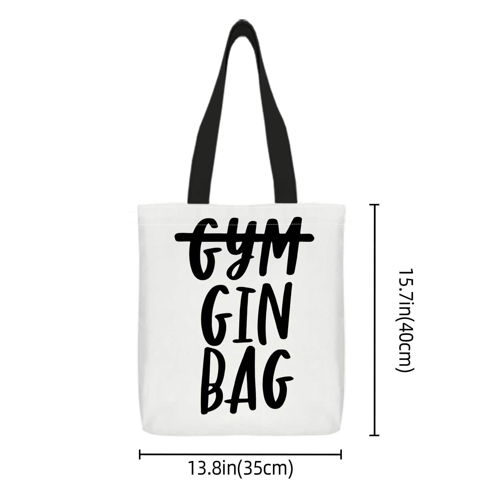 E-shop Doppelseitig bedruckte Einkaufstasche + Gin-Tasche, Sporttasche, verspielte Typografie, minimalistisches Design + leicht, faltbar,