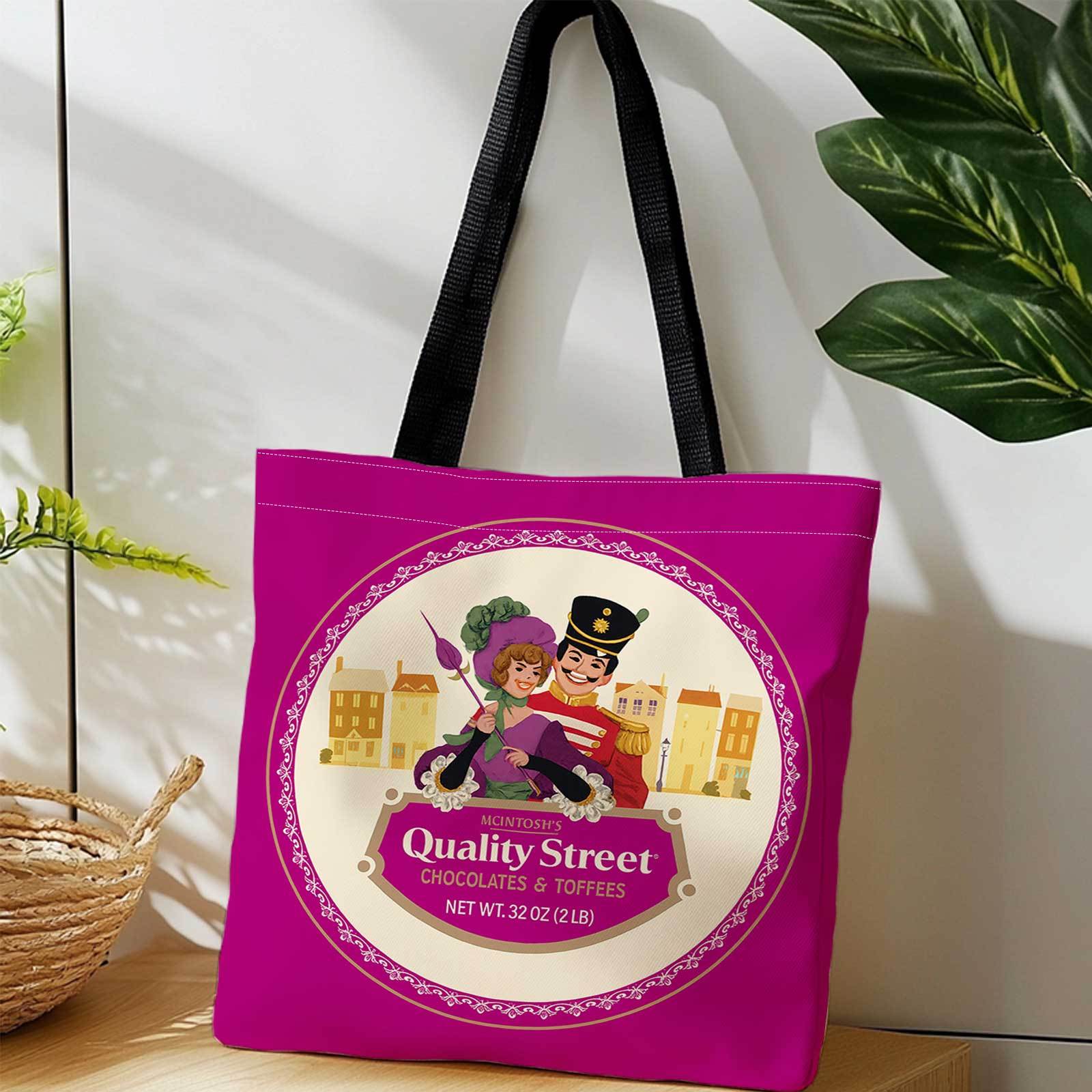 TEMU 1pc Double-sided Printing Printed Shopping Tote Bag And , Chocolate , Net Weight 32oz, Lightweight Foldable Reusable Shoulder Storage Bag For
