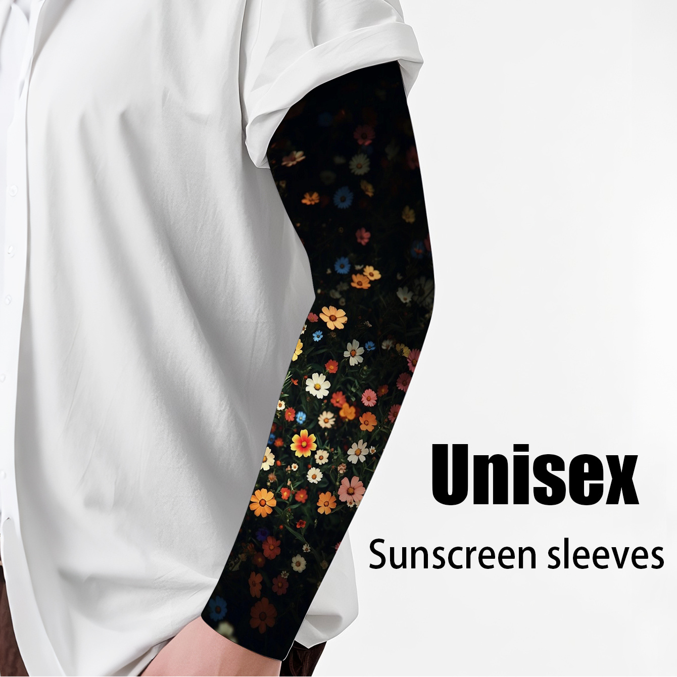 TEMU 1 Pair Colorful Floral-patterned Ice Sleeves, Elastic Protective Sports Arm Sleeves, Perfect Birthday Gifts, Essential For Summer Outdoor