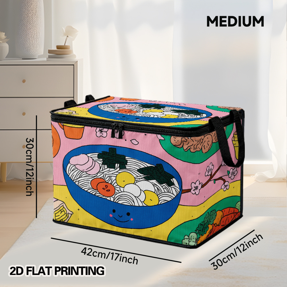 TEMU Flat 2d Printed Storage Bin With A Lid, Designed In A Festive Anime Style . It In Multiple Sizes, Perfect For Organizing Seasonal Clothing And