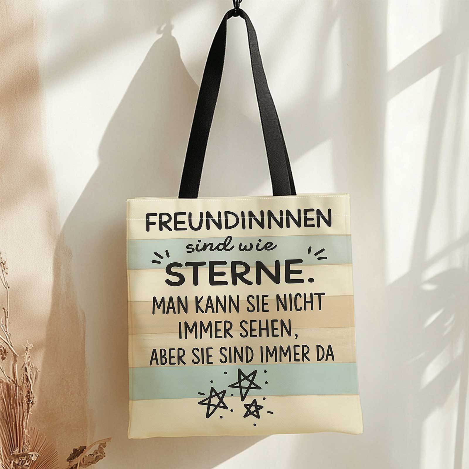 Image of Reversible Printed Shopping Tote Bag + Are Like Stars, Present + Lightweight, Collapsible, Reusable Shoulder Bag For Travel, Camping, And Everyday Use. . Camping Gear