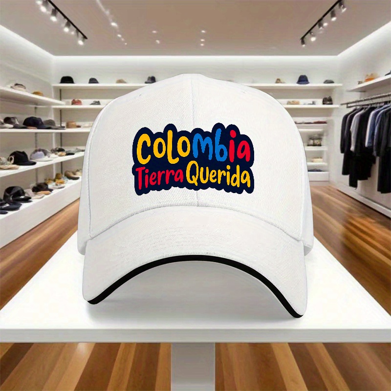 TEMU 1 , Gorra de béisbol ajustable con la inscripción "Colombia ", Gorro estampado artesanal para mujer, Sombrero para estilo "Colombia " para