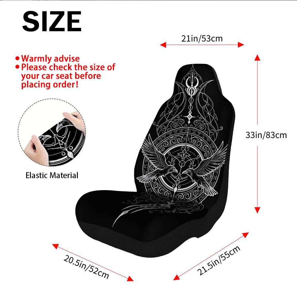 TEMU Set Of 2, Decorative Car Seat Covers Featuring A Viking Nordic Tribal Design, Made From Comfortable And Washable Material, And Enhance The